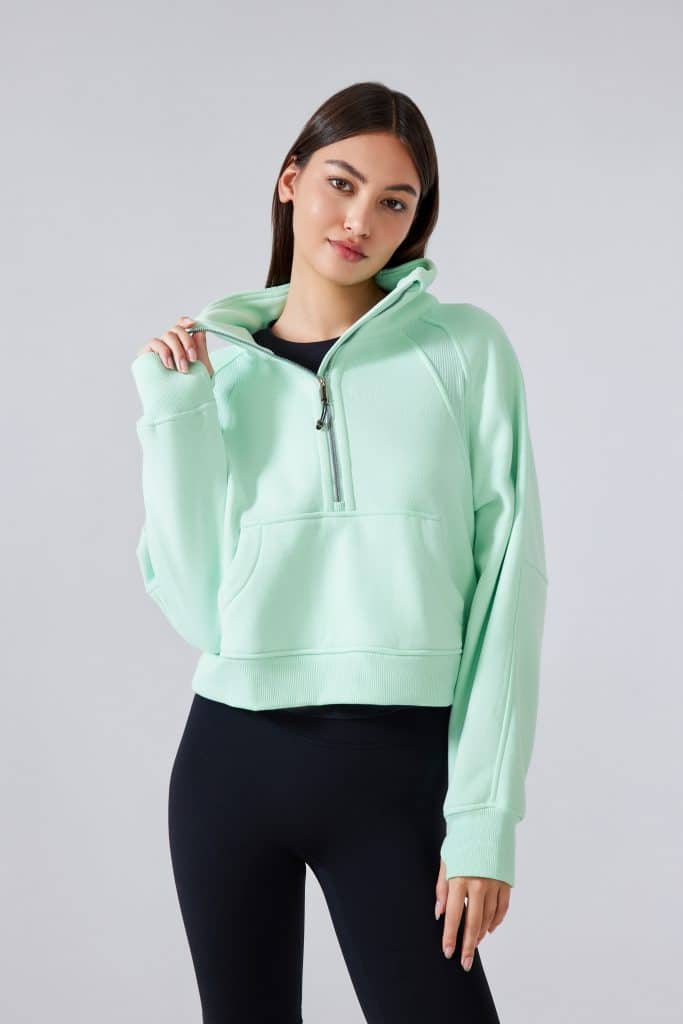 wholesale women's cropped zip up sweatshirt